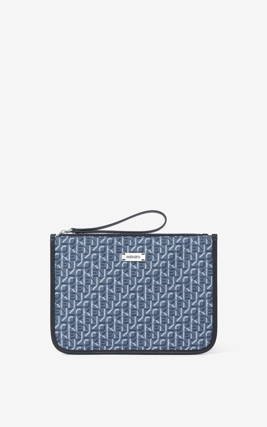 Kenzo Jacquard Courier Clutch Çanta Bayan Lacivert Mavi | 9075-BWGJF